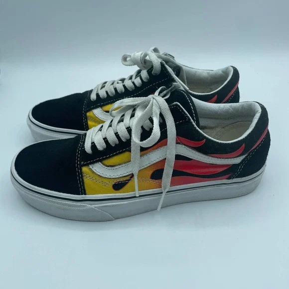 Vans Unisex Flames Old Skool Sneakers Size 8.5 women's/men 7 - Picture 2 of 5